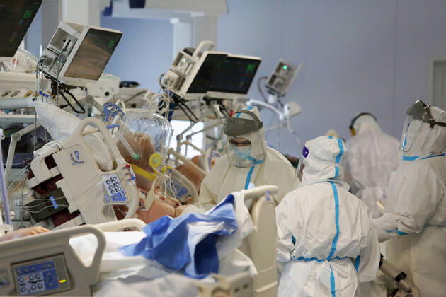 Modena. Covid patients admitted to the Anesthesia, Resuscitation and Intensive Care Department of the Sant Agostino Hospital Editorial Usage Only  Copyright: xROBERTOxBRANCOLINIx xIPAx