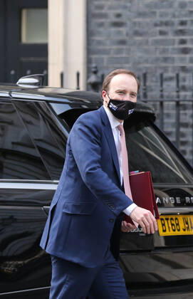 March 2, 2021, London, England, United Kingdom: Secretary of State for Health and Social Care MATT HANCOCK is seen arriving in Downing Street. London United Kingdom - ZUMAs262 20210302_zip_s262_055 Copyright: xTayfunxSalcix