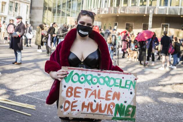 DEN HAAG - 02-03-2021, Hofplaats. Sexworkers protest against not be able to work yet. Sexwerkers protesteren omdat ze nog niet aan het werk mogen. Sexworkers protest against not be able to work  x10961422x Copyright: