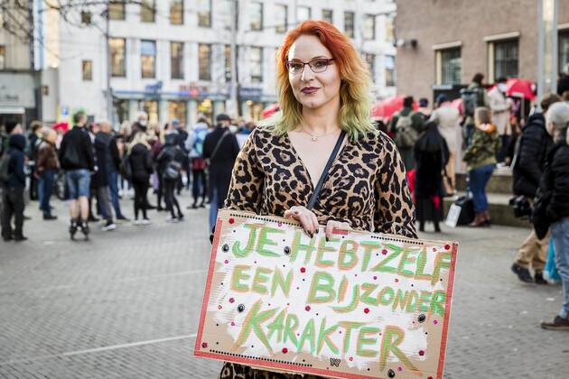 DEN HAAG - 02-03-2021, Hofplaats. Sexworkers protest against not be able to work yet. Sexwerkers protesteren omdat ze nog niet aan het werk mogen. Moira Mona Sexworkers protest against not be able to work  x10961504x Copyright: