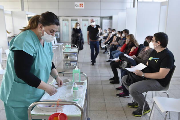 The Vaccination centre at the Brno Exhibition Grounds starts vaccinate the Svazna School teachers with Comirnaty vaccine from Pfizer BioNTech, on Tuesday, March 2nd, 2021. (CTKxPhoto VaclavxSalek) CTKPhotoP202103020838901  sal 09