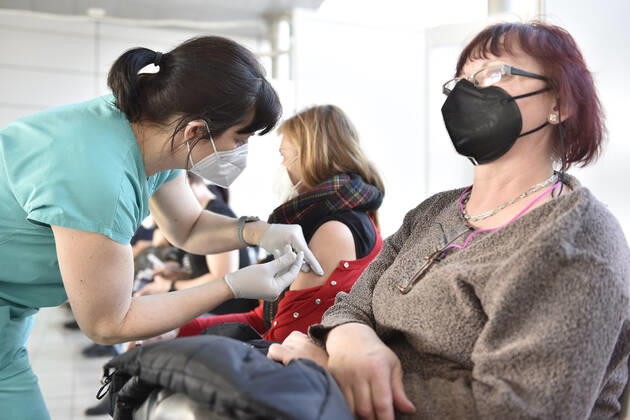 The Vaccination centre at the Brno Exhibition Grounds starts vaccinate the Svazna School teachers with Comirnaty vaccine from Pfizer BioNTech, on Tuesday, March 2nd, 2021. (CTKxPhoto VaclavxSalek) CTKPhotoP202103020841201  sal 05