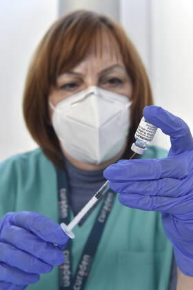 The Vaccination centre at the Brno Exhibition Grounds starts vaccinate the Svazna School teachers with Comirnaty vaccine from Pfizer BioNTech, on Tuesday, March 2nd, 2021. (CTKxPhoto VaclavxSalek) CTKPhotoP202103020841301  sal 03