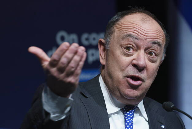 March 2, 2021, Montreal, PQ, Canada: Quebec Health Minister Christian Dube responds to a question during a news conference in Montreal, on Tuesday, March 2, 2021. Montreal Canada  - ZUMAc35_ 20210302_zaf_c35_006 Copyright: xPaulxChiassonx