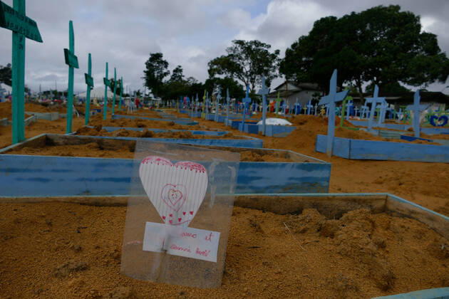 MANAUS, AM - 04.03.2021: ENTERRO DE COVID19 EM MANAUS - Burial of Covid-19 at the Nossa Senhora Aparecida Cemetery in Manaus (AM), this Thursday morning (4). According to the daily bulletin of the Health Surveillance Foundation of Amazonas (FVS-AM), 75 deaths were confirmed by Covid-19, 22 of which occurred on 02 03 and 53 deaths were terminated due to clinical, imaging, clinical-epidemiological criteria or laboratory, raising the total number of deaths in Amazonas to 11,087. x2038939x  SandroxPereira