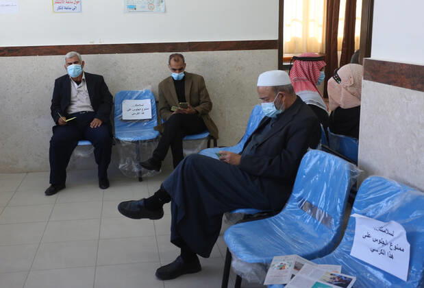 March 6, 2021, Bureij, Gaza Strip, Palestinian Territory: Palestinians wait as they receive the dose of a COVID-19 vaccine at a UN clinic in Al-Bureij camp in the central Gaza Strip, on March 6, 2021 Bureij Palestinian Territory - ZUMAap3_ 20210306_zaf_ap3_144 Copyright: xAshrafxAmrax
