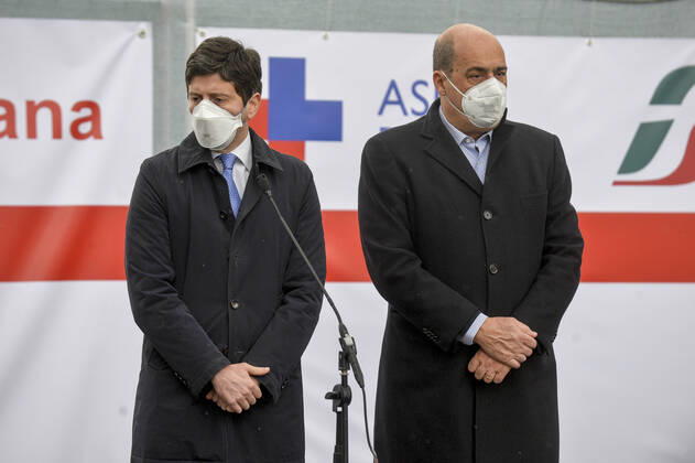 Inauguration of the new anti Covid vaccine center - 19 at Termini station in the photo Roberto Speranza Nicola ZIngaretti Editorial Usage Only  Copyright: xSTEFANOxCAROFEIx xIPAx