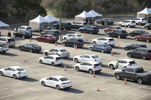 March 7, 2021, Round Rock, Texas, USA: Round Rock, TX USA March 6, 2021: Williamson County hosts a 24-hour vaccine marathon to catch up with COVID-19 vaccination schedule after last month s devastating winter storm that crippled much of Texas. The goal was to vaccinate up to 7,000 Texans with first or second Moderna doses. Round Rock USA - ZUMAd150 20210307_znp_d150_003 Copyright: xBobxDaemmrichx