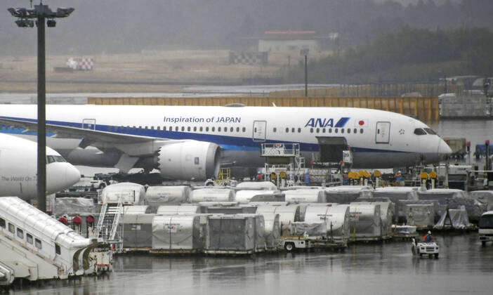 Japan receives 4th shipment of Pfizer vaccine An All Nippon Airways plane carrying the fourth shipment of Pfizer Inc. s COVID-19 vaccine is pictured after arriving at Narita airport near Tokyo on March 8, 2021. The shipment of over 400,000 doses from Pfizer s factory in Belgium is earmarked for an initial group of health workers in the first phase of Japan s vaccination program that began on Feb. 17. 