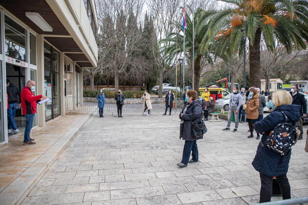 PXL_Vaccination against COVID-19 Organized vaccination against COVID-19 for priority groups started in the sports hall in Gospino polje,in Dubrovnik, Croatia,on March 8, 2021. GrgoxJelavic PIXSELL