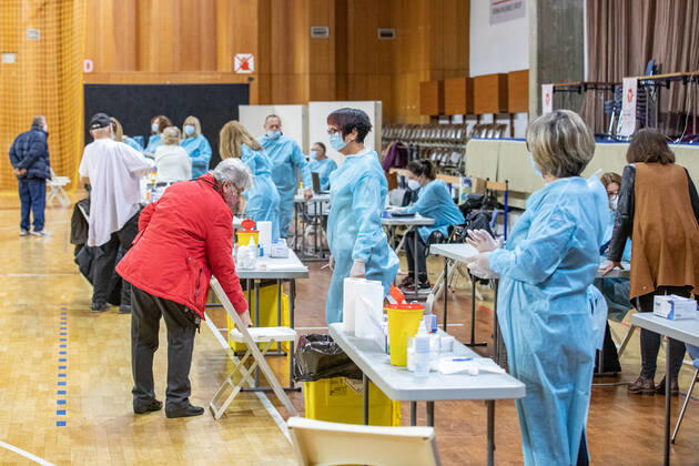 PXL_Vaccination against COVID-19 Organized vaccination against COVID-19 for priority groups started in the sports hall in Gospino polje,in Dubrovnik, Croatia,on March 8, 2021. GrgoxJelavic PIXSELL