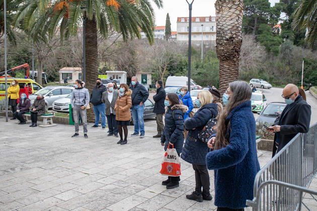 PXL_Vaccination against COVID-19 Organized vaccination against COVID-19 for priority groups started in the sports hall in Gospino polje,in Dubrovnik, Croatia,on March 8, 2021. GrgoxJelavic PIXSELL