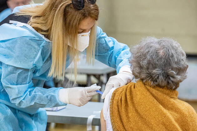 PXL_Vaccination against COVID-19 Organized vaccination against COVID-19 for priority groups started in the sports hall in Gospino polje,in Dubrovnik, Croatia,on March 8, 2021. GrgoxJelavic PIXSELL