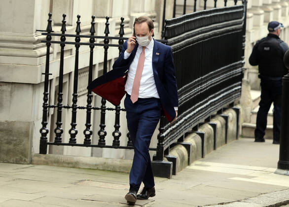 March 8, 2021, London, England, United Kingdom: Secretary of State for Health and Social Care MATT HANCOCK is seen at Downing Street. London United Kingdom - ZUMAs262 20210308_zip_s262_077 Copyright: xTayfunxSalcix