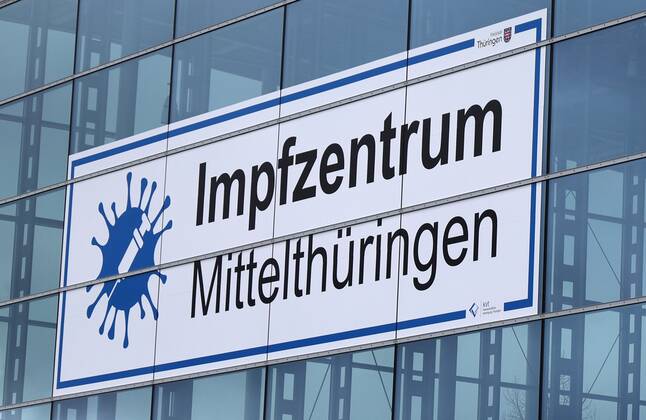 Impfzentrum Mittelthüringen 08.03.2021 , Erfurt, Messehalle, hier wird am Mittwoch, dem 10.03.2021 das Impfzentrum Mittelthüringen eröffnet