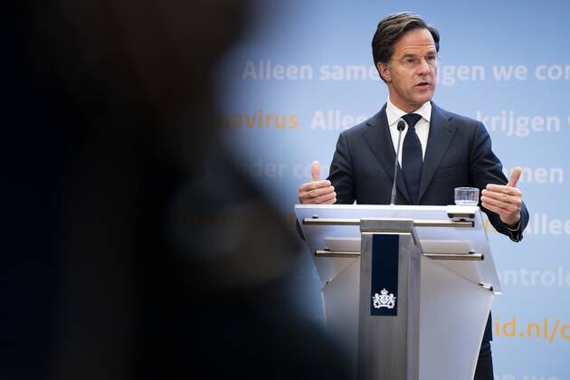 DEN HAAG - Demissionair premier Mark Rutte geeft een toelichting op de coronamaatregelen in Nederland. ANP BART MAAT Copyright: xHollandsexHoogtex xxANPx x429017424x