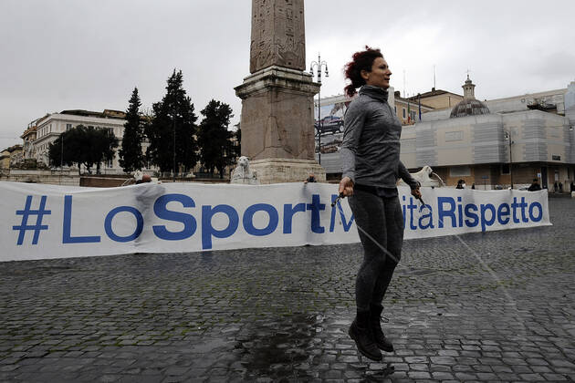 Coronavirus in Italien, Protest von Angestellten im Sport-Sektor in Rom Foto IPP Fabio Cimaglia Roma 09 03 2021 emergenza coronavirus - covid 19 nella foto la manifestazione di protesta dei lavoratori del settore sport Roma 09 03 2021 - Manifestazione