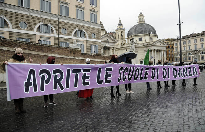 Coronavirus in Italien, Protest von Angestellten im Sport-Sektor in Rom Foto IPP Fabio Cimaglia Roma 09 03 2021 emergenza coronavirus - covid 19 nella foto la manifestazione di protesta dei lavoratori del settore sport Roma 09 03 2021 - Manifestazione
