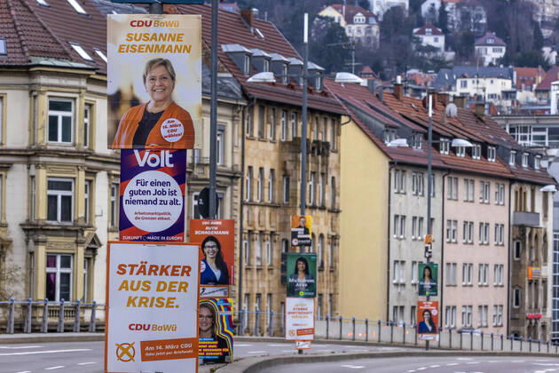 LTW BW 2021. Wahlplakate der Partei CDU mit Spitzenkandidatin Susanne Eisenmann. 09.03.2021: Deutschland, Baden-Württemberg, Stuttgart.