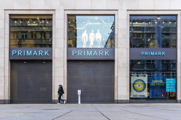 Primark in der Stuttgarter Fußgängerzone Königstraße im Lockdown-Modus. 09.03.2021: Deutschland, Baden-Württemberg, Stuttgart.