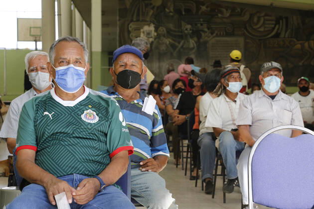 March 10, 2021, Uruapan, Michoacan, Mexico: Persons wait receive a dose of Pfizer-BioNTech Covid-19 vaccine during mass vaccine inside of Hermanos Lopez Rayon sports center, a designated priority vaccination center for elderly over 60 years in the Uruapan town. On March 10, 2021 in Michoacan, Mexico. Uruapan Mexico - ZUMAe321 20210310_zia_e321_008 Copyright: xCarlosxGuzmanx