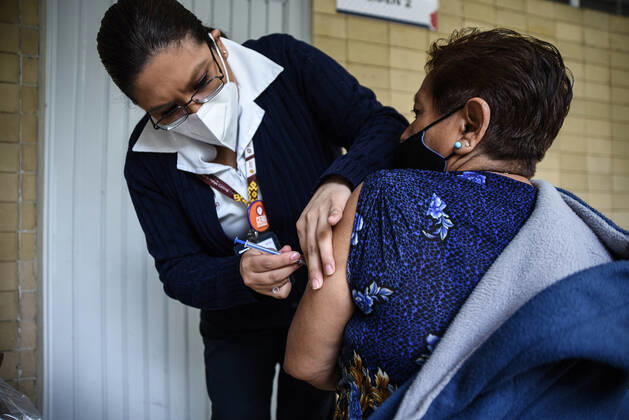 March 13, 2021: Thousands of older adults received the COVID-19 vaccine in the city of Xalapa. From early on they made lines and for their application they were sanitized and did body activation exercises. - ZUMAqp1_ 20210313_zip_qp1_001 Copyright: xHectorxAdolfoxQuintanarxPerezx