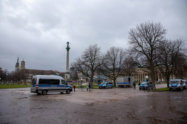 Stuttgart Themenbilder: Landtag von Baden-Wuerttemberg, Stuttgart, 14.03.2021, Themenbilder: Landtag von Baden-Wuerttemberg, Stuttgart, Polizei auf dem Stuttgarter Schlossplatz, 14.03.2021, Copyright: xEIBNER DROFITSCHx EP_ddh