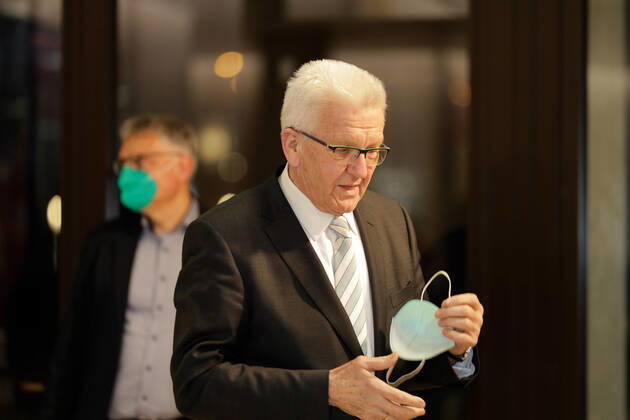 LTWBW21. Landtagswahl Baden-Württemberg. Winfried KRETSCHMANN (Grüne, Ministerpräsident). Deutschland, Baden-Württemberg, Stuttgart, 14.03.2021.