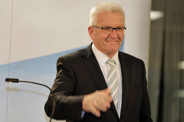 LTWBW21. Landtagswahl Baden-Württemberg. Winfried KRETSCHMANN (Grüne, Ministerpräsident). Deutschland, Baden-Württemberg, Stuttgart, 14.03.2021.