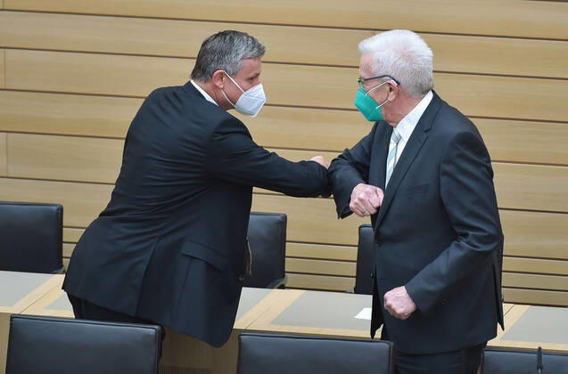 Landtagswahlen 2021 Baden Württemberg Wahlveranstaltung im Landtag von Baden-Württemberg in der Landeshauptstadt Stuttgart. LPK im Plenarsaal. Stuttgart Landtag von Baden-Württemberg Baden-Württemberg Germany Copyright: xLeifxPiechowskix