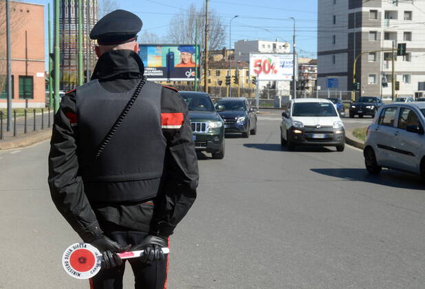 Milan, first day of the red zone, Carabinieri checks on the mobility of people Editorial Usage Only  Copyright: xMaurizioxMaulex xIPAx
