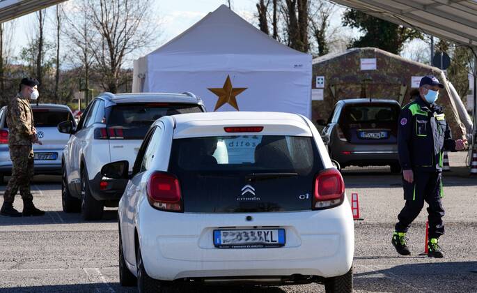 Milan, Opening of Eos National Vaccination Campaign, First Drive Through Anticovid 19 vaccination point in the Trenno Park of Via Novara Editorial Usage Only  Copyright: xDuilioxPiaggesix xIPAx