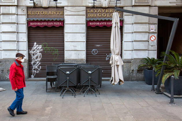 Coronavirus in Italien, Lockdown in Mailand Milan, closed premises along Corso Sempione following the entry into the red zone of the Lombardy Region Editorial Usage Only  Copyright: xMassimoxAlbericox xIPAx