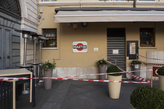 Coronavirus in Italien, Lockdown in Brescia March 16, 2021, Brescia, Brescia, Italy: Brescia in red zone empty city and pub closed due the new rules against covid pandemic Brescia Italy - ZUMAb205 20210316_zip_b205_004 Copyright: xMatteoxBiattax