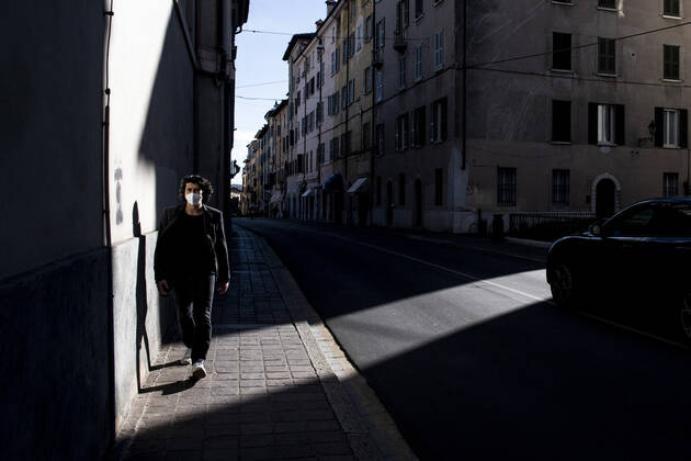 Coronavirus in Italien, Lockdown in Brescia March 16, 2021, Brescia, Brescia, Italy: Brescia in red zone empty city due the new rules against covid pandemic Brescia Italy - ZUMAb205 20210316_zip_b205_006 Copyright: xMatteoxBiattax