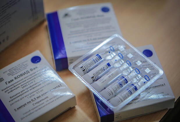 March 17, 2021, Gaza City, The Gaza Strip, Palestine: A shot of the Sputnik V Covid-19 vaccine is prepared to be administered at the Ministry of Health Sabha Al Harazeen clinic, in Al Shejaeiya neighborhood, in the east of Gaza City, 17 March 2021. The Palestinian Authority received on 17 March around 60,000 coronavirus vaccine doses as a first shipment through the COVAX initiative. People start to receive doses of Russia s Sputnik V COVID-19 coronavirus vaccine in the Ministry of Health clinics and United Nations Relief and Works Agency for Palestine Refugees (UNRWA) s clinics. Gaza City Palestine - ZUMAq100 20210317_zaa_q100_003 Copyright: xAbedxAlrahmanxAlkahloutx