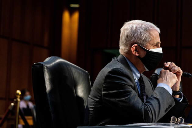 Coronavirus in den USA, Senatsanhörung in Washington Dr. Anthony Fauci, Director at the National Institute Of Allergy and Infectious Diseases, listens at a hearing with the Senate Committee on Health, Education, Labor, and Pensions on the Covid-19 response on Capitol Hill in Washington March 18th, 2021. Pool  WAX20210318901 AnnaxMoneymaker