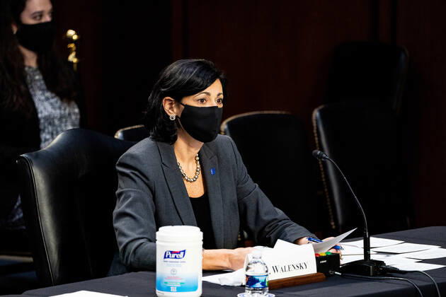 Coronavirus in den USA, Senatsanhörung in Washington Dr. Rochelle Walensky, Director for Centers for Disease Control and Prevention, listens at a hearing with the Senate Committee on Health, Education, Labor, and Pensions on the Covid-19 response on Capitol Hill in Washington March 18th, 2021. Pool  WAX20210318909 AnnaxMoneymaker