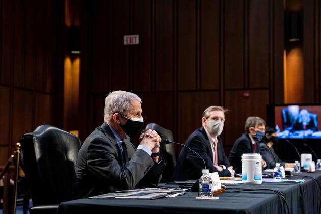 Coronavirus in den USA, Senatsanhörung in Washington Dr. Anthony Fauci, Director at the National Institute Of Allergy and Infectious Diseases, listens at a hearing with the Senate Committee on Health, Education, Labor, and Pensions on the Covid-19 response on Capitol Hill in Washington March 18th, 2021. Pool  WAX20210318916 AnnaxMoneymaker