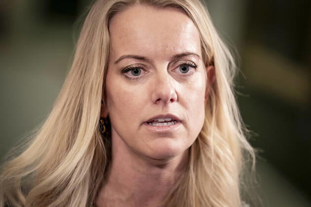 Coronavirus in Dänemark, Minister beraten über Lockerungen der Corona-Maßnahmen Pernille Vermund (NB) ankommer til moede i Statsministeriet om en yderligere genaabning af landet, paa Christiansborg torsdag den 18. marts 2021.. , Copenhagen Denmark Copyright: RitzauxScanpix MadsxClausxRasmussenx cop103 spdk20210318-183644-L
