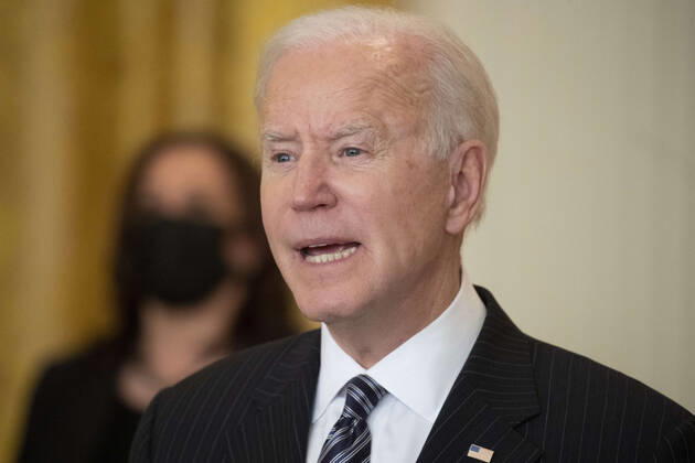 March 18, 2021, Washington, District of Columbia, USA: US President Joe Biden delivers remarks on the state of COVID-19 vaccinations, in the East Room of the White House in Washington, DC, USA, 18 March 2021. The United States has surpassed 100 million COVID-19 vaccine doses administered Washington USA - ZUMAs152 20210318_zaa_s152_220 Copyright: xMichaelxReynoldsx-xPoolxViaxCnpx