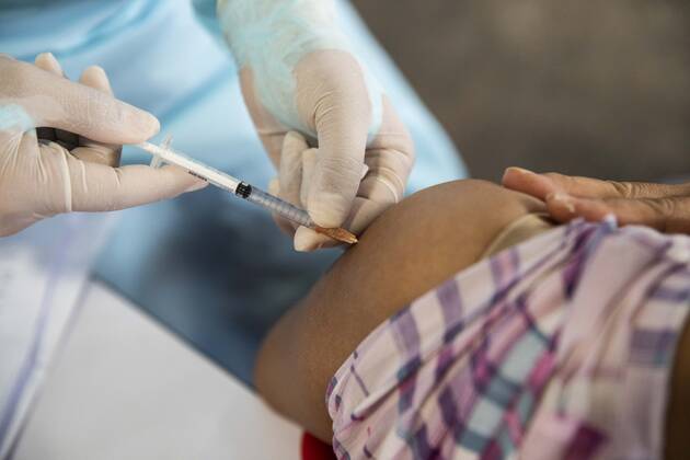 March 19, 2021, Thailand: A health worker administers a dose of CoronaVac, a Covid-19 coronavirus vaccine developed by Chinaâ€⠢s Sinovac Biotech ltd, in Bangkok, Thailand, on Friday March 19, 2021. Health workers have been vaccinating 600 residents per day, after a cluster of Covid-19 coronavirus cases were discovered at the Bang Khae market in Bangkok on Wednesday, March 17. Thailand - ZUMAm249 20210319_zip_m249_020 Copyright: xAndrexMalerbax