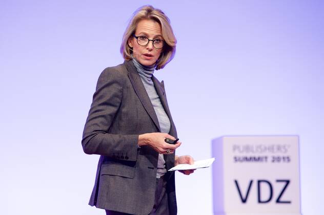 Julia Jaekel, CEO Gruner + Jahr bei der VDZ Publishers Summit und Night 2015 in Berlin dem Kongress der Zeitschriftenverleger. Copyright: xEventpressxRadkex