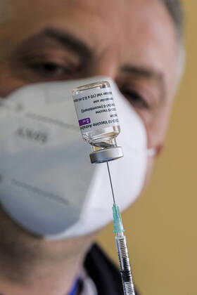 Italy: Vaccine Stazione Marittima Detail of the container containing the astrazeneca vaccine in naples on 20 march 2021, the vaccination campaign kicks off at the Stazione Marittima, a new vaccination point for the city of naples, after the EMA and AIFA stop with Astrazeneca s covid-19 vaccine File272 Copyright: xAntonioxBalascox