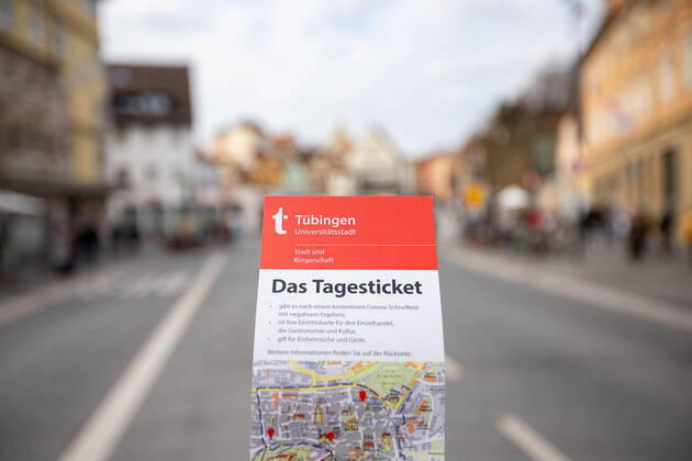 Tuebingen Themenbilder: Tuebingen in Zeit der Corona-Pandemie, Themenbilder: Tuebingen in Zeit der Corona-Pandemie, Das Tagesticket, Infoblatt, 20.03.2021, Copyright: xEIBNER DROFITSCHx EP_ddh