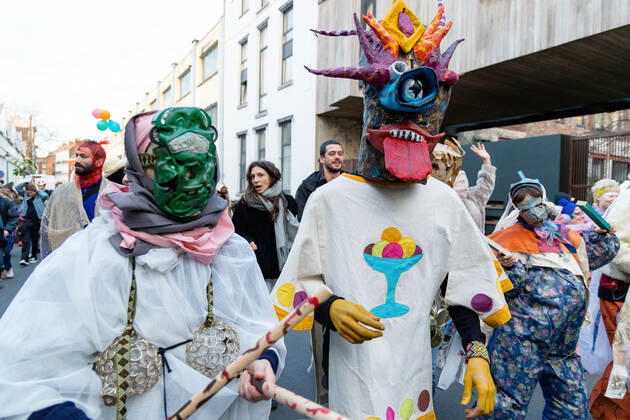 March 20, 2021, Brussels, Belgium: wild carnival and dance without masks in brussels for culture Brussels Belgium - ZUMAb331 20210320_zaf_b331_100 Copyright: xArnaudxBrianx