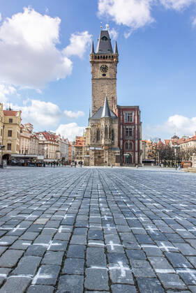 The Million Moments for Democracy civic group honored the memory of those who died with coronavirus by drawing thousands of little crosses at Old Town Square in Prague, Czech Republic, March 22, 2021. The cross should also symbolize the ineffectiveness of the government s COVID combat. (CTKxPhoto JanaxPlavec) CTKPhotoF202103221072701 