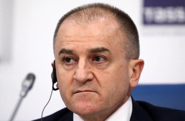 MOSCOW, RUSSIA - MARCH 23, 2021: Arsen Kubatayev, Head of Clinical Development at the Russian Direct Investment Fund, attends an international online conference on the Sputnik V vaccine rollout and its prospects in Italy. Anton Novoderezhkin TASS  TS0FA2A9