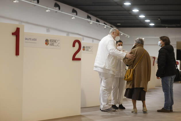 Rome, 23 March 2021. Administration of the vaccine against Covid-19 at the Auditorium Parco della Musica Editorial Usage Only  Copyright: xVincenzoxLivierix xIPAx