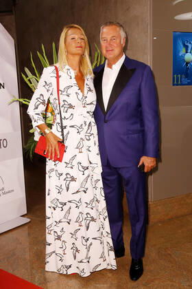 Franziska van Almsick mit Jürgen B. Harder auf dem roten Teppich beim 11. GRK Golf Charity Masters in Leipzig im Hotel The Westin Leipzig. Copyright: xEventpressx